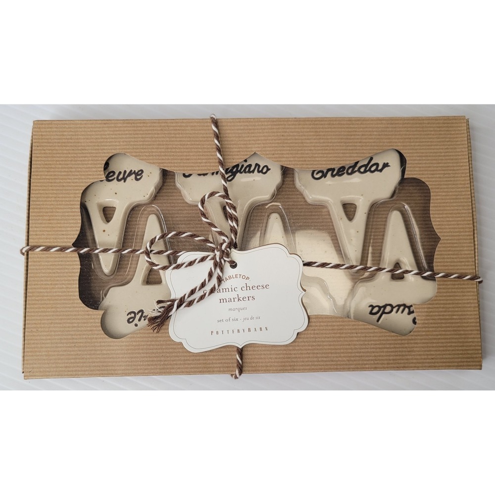 Pottery Barn Tabletop Ceramic Cheese Markers Set Of 6 Cheddar NEW Old Stock
